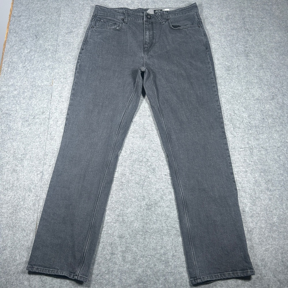 Volcom denim pants Mens 34 Gray Solver Modern Straight skate casual stretch